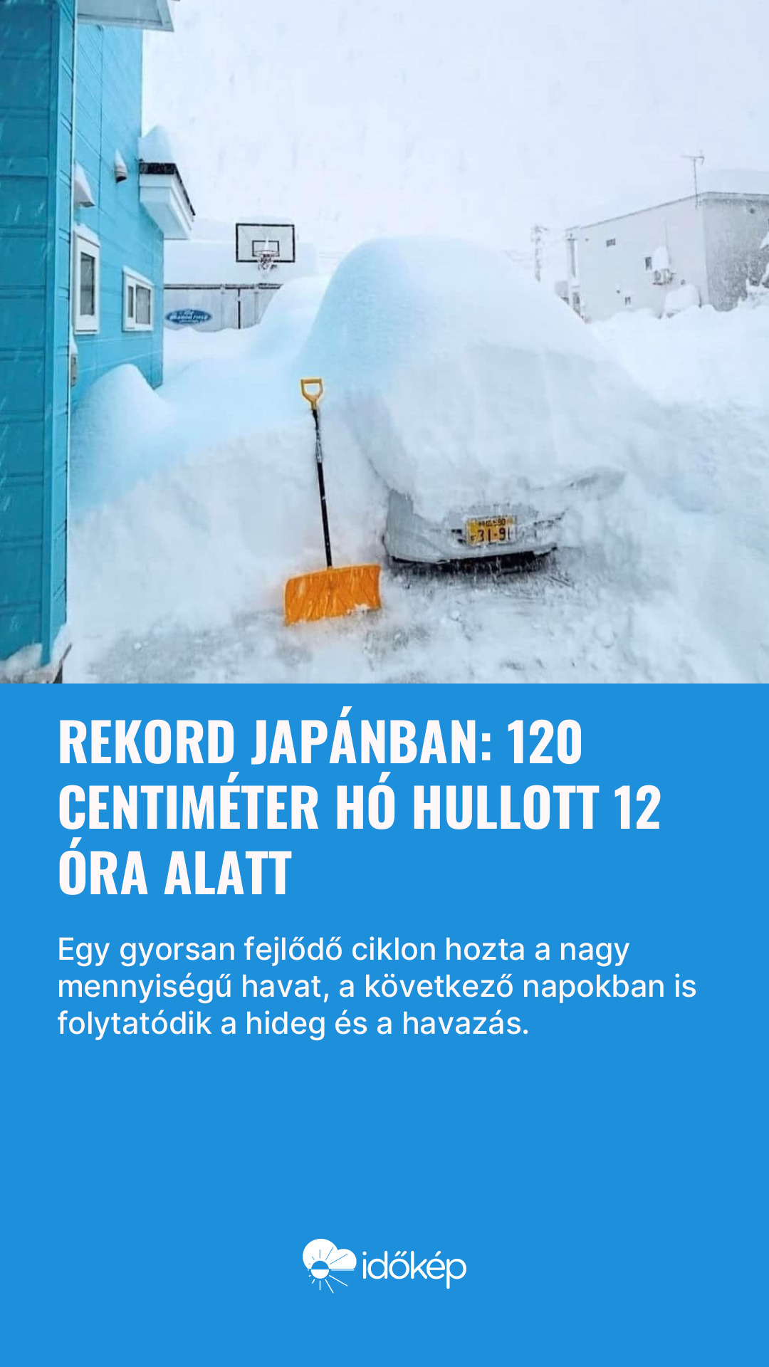 Rekord Japánban: 120 centiméter hó hullott 12 óra alatt