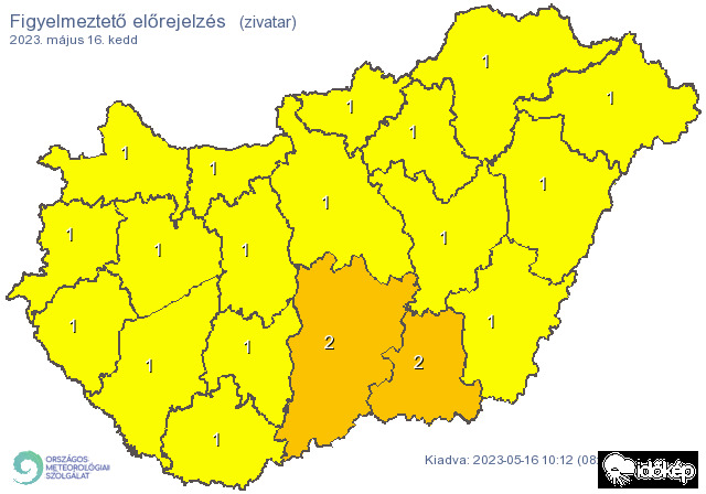 Narancs figyelmeztetés zivatarra