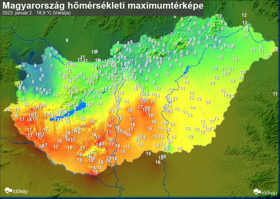 Maximum hőmérsékletek