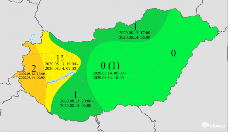 Zivataros hullám nyugat felől, egy-két hibrid cellával