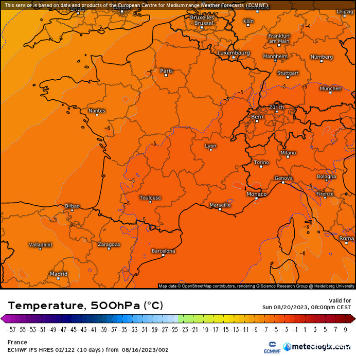 -5 fok 500 hPa-n D-Franciaország